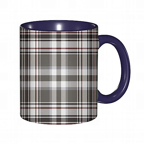 Tasse Keramik Klassisches englisches Tartan-Plaid-Zellen-Streifen-schottisches geometrisches tradit Kaffeetassen Große 330ml Mit Henkel 100% Handbemalt Trinkgläser Mit Griff Personalisierte Geschenk