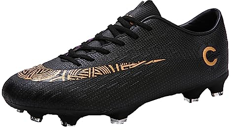 Botas de Fútbol para Hombre Resistente Al Desgaste Durable,Botines de Fútbol para Jóvenes Cómodo,Tacos de Futbol para Mujer FG Bajo Techo,en Exteriores Peso Ligero (Color : Black, Size : 49 EU)