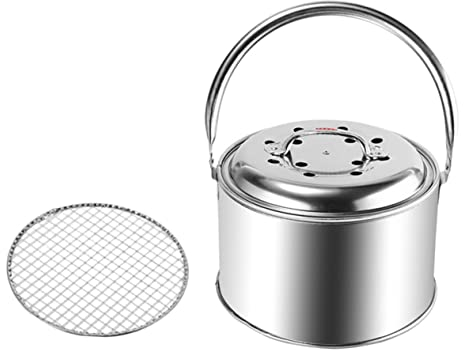 Garneck Draussen 1 Set Haushaltsheizung Herd Tischplatte Herd Außenheizung Minigrill Innen Japanischer Grillofen Verbrennungsofen Dose Edelstahl Silber Grill Holzkohletopf Tischkamin