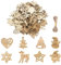 100 Stück Kleine Anhänger Holz Weihnachtsschmuck, Mini Weihnachtsbaumanhänger, Streudeko Weihnachten, Weihnachtsdeko Holz für DIY Basteln Bemalen Färben Tischdeko (Stil 1)