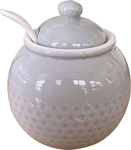 Zuccheriera ， Zuccheriera in Ceramica, Zuccheriera Macaron con Coperchio e Cucchiaio, Zuccheriera Colorata da 250 ml/8,8 once-Rosso-250ml (Colore : Red, Siz ( Color : Red , Size : 250ml ) ( Color : Re