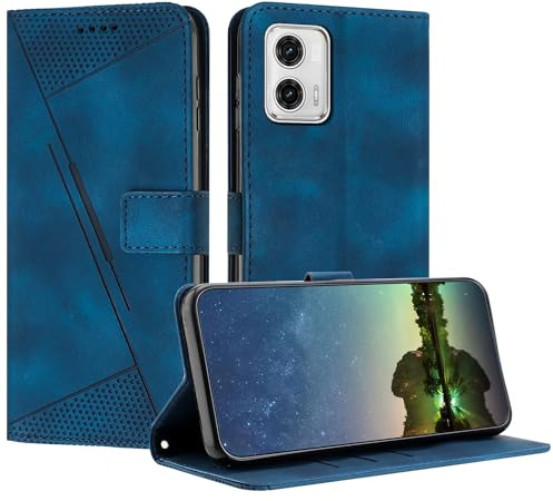 Mo-Beauty Handyhülle für Motorola Moto G13 / G23 / G53 5G, PU Leder Brieftasche Klapphülle Magnetic Standfunktion Kartenfach Schutzhülle hülle für Moto G13/G23/G53 5G - Blau
