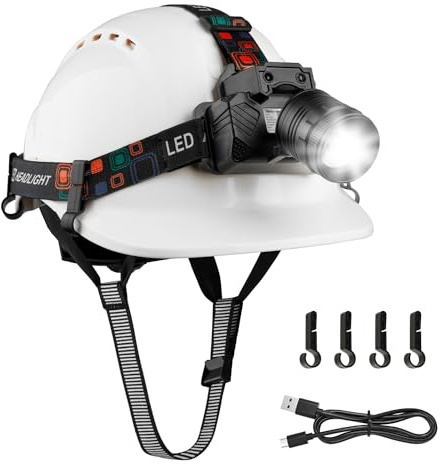 Mustbau EN397 Schutzhelm mit LED, Bauhelm für Erwachsene, mit Gestensensor-LED-Licht, Lange Batterielebensdauer Geeignet für Baustellen, Nachtarbeit, Angeln, ABS-Material für Männer und Frauen