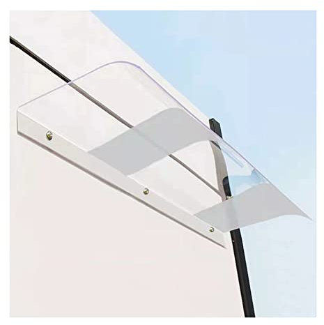 Awning Rain Door Canopy, Outdoor Front Door Polycarbonate Rain Snow Shelter, Resistant UV Sunshade Cover for Garden Pergola, No Brackets, Expandable (Color : Semi frosted, Size : 120X50CM) Full of