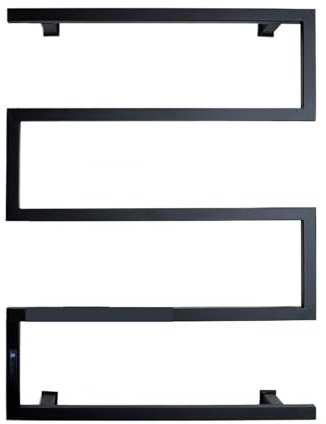 Heated Towel Rail Radiator Heating Towel Rack Stainless Steel Shaped Bow Shaped Household Bathroom Plug Electric Heating Clothes Drying Towel Rack (Color : A Black Controller)