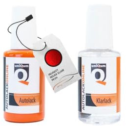 uniQum Autolack Stift + Klarlack im Vorteilsset für PEUGEOT ROUGE ELIXIR PEVH Autolack Reparatur 2 x 30 ml