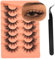 Kryzalite Lot de 7 paires de faux cils avec pince à épiler, cils artificiels, cils yeux de chat, bandes moelleuses vison, cils yeux de renard