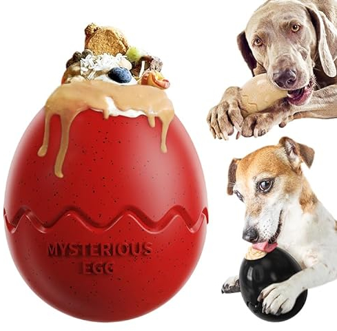 MoguGo Futterball für Hunde, Hundespielzeug, snackball Hund aus Gummi Ungiftig Bissfest, Interaktive Futterball Hund Verbessert die Verdauung (Rot)