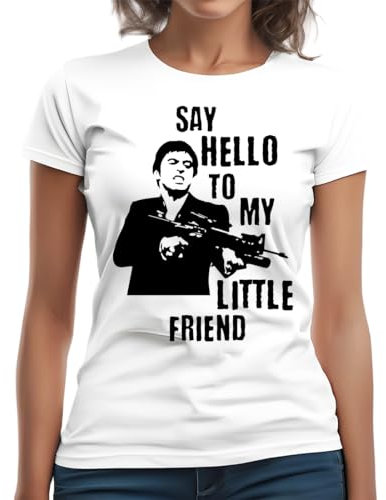 Al Pacino Say Hello to My Little Friend Maglietta classica a maniche corte da donna girocollo, bianco, M