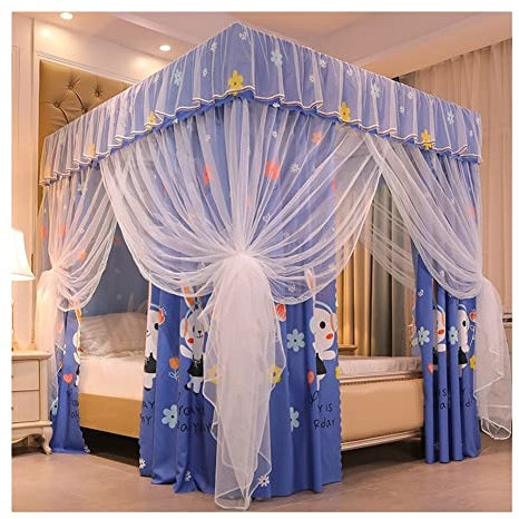 4-Ecken-Pfosten-Himmelbettvorhang mit stabilem Stahlrahmen Royal Luxuriöses, gemütliches Vorhängenetz, Elegante Schlafzimmerdekoration für Erwachsene, Moskitonetz für Mädchen und Frauen