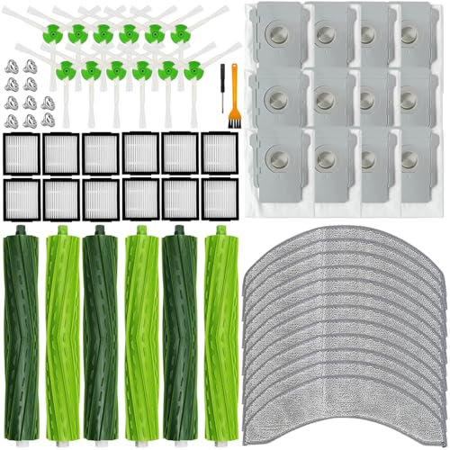 Kit de pièces de rechange compatibles avec iRobot Roomba Combo J7 J7 + Plus Aspirateur Robot Brosse principale Brosse latérale Chiffon serpillère Filtre HEPA Sac à poussière Accessoires