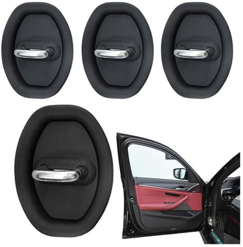 MNBHJGR 4 Pezzi Copertura Serratura Portiera Auto in Silicone, per Fiat 500 500S 500E 500C 500L 500X Cuscinetto di Protezione per Serratura Portiera Auto,A Black