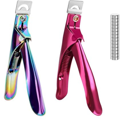 Litoott 2Pcs Vibrant Stainless Steel Acrylic Nail Clipper with Magnets, Professional High Precision Nail Clippers for Nail Tips, Salon Home Nail Art