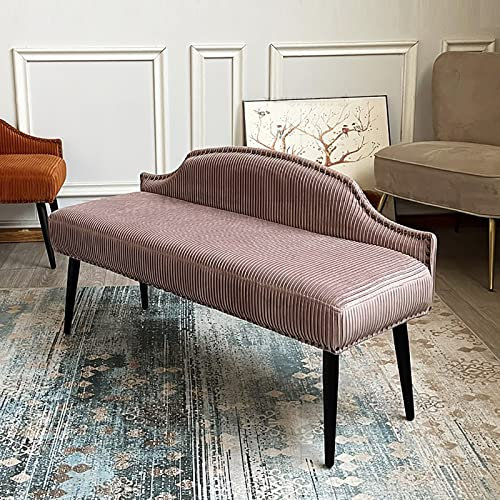 FGDIUCVN Moderne Ottomane-Sitzbank, Eingangsbank, Möbeldekor, luxuriöse Endbank mit Rückenlehne, samtgepolsterte Schlafzimmerbank, Esszimmerbank, Rosa, 100 x 40 x 66 cm (39 x 16 x 26 Zoll)
