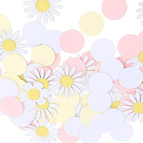 Lot de 100 confettis en forme de marguerite rose - Décoration de table pour fête prénatale, mariage, fête d'anniversaire