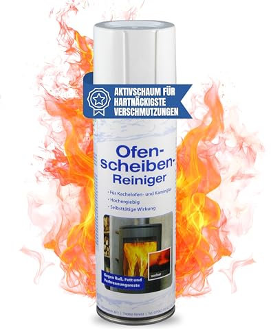 S-PRO Kamin- & Ofenscheiben-Reiniger Aktivschaum 300 ml Spray I Effektive Ruß-, Rauchharz- & Fettentfernung I Schnell, Einfach & Ohne Schrubben I Ideal für Kachelofen, Kaminglas & Backofen
