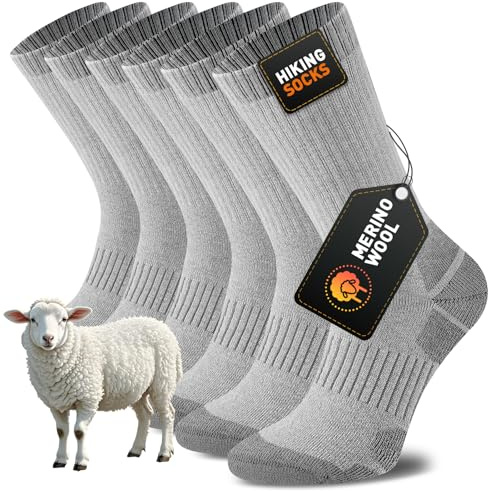 Niorasen Calcetines Merino Hombre Mujer, para Trekking, Senderismo, Correr, Antibacterianos, Antiampollas, Transpirables, Absorben Sudor, 3 Pares