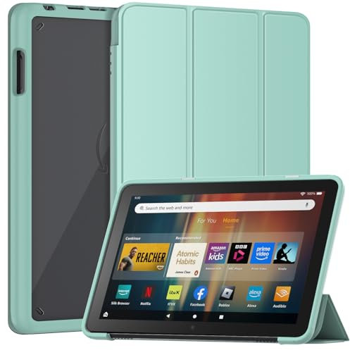 Mansiruyi Tripold Case for 8 Tablets(Only 2024/2022/2022 Released 12th/10th Gen Moldes), Not Fit iPad Sony 8inch Tablets, Mansiruyi Ultra-light Smart Stand Case with Auto Sleep/Wake - Light Green