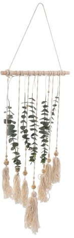 Alipis 1satz Makramee Wandbehang Mit Holzperlen Und Kunstblättern Dekorativer Pflanzenhalter Für Wohnzimmer Schlafzimmer Und Kinderzimmer Rustikaler Boho-Stil