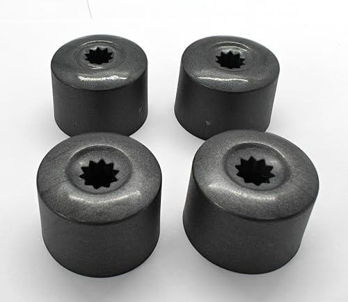 Partsdealers Wheel Nut Covers - Durable Bolt Covers Caps (4, Glossy Dark Grey, 24mm VW Locking)