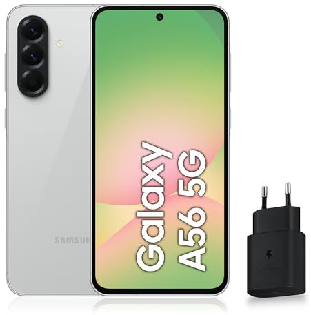 Samsung Galaxy A56 5G, Smartphone Android, 128 Go, Chargeur Secteur Rapide 25W Inclus, Smartphone déverrouillé, Gris, Version FR