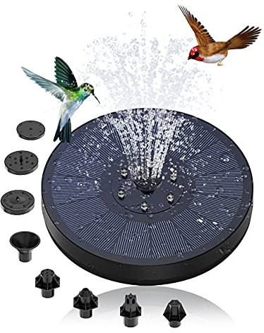 Fontaine Solaire, 3.5W Fontaine Solaire Exterieure de Jardin, Fontaine Solaire pour Bassin avec 8 Buses et 7 Lumières LED Colorées pour Bain d'oiseaux, étang, Piscine, terrasse, décoration de Jardin