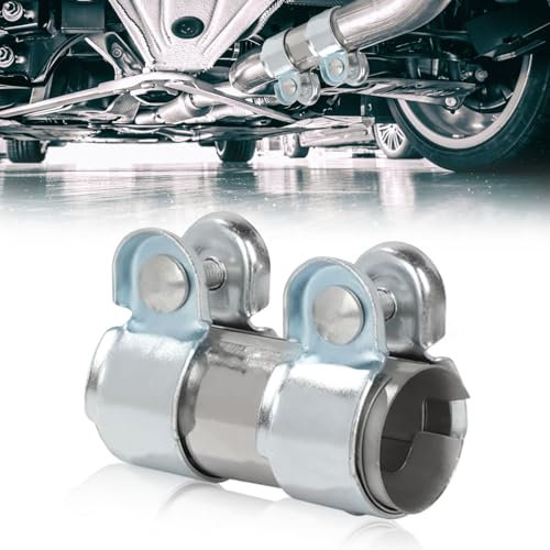 Collier Echappement 55mm x 125mm, Connecteur de Tuyau Collier D'échappement Manchon Echappement en Acier Inoxydable Double Collier de Serrage Universel pour Voiture Moto