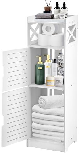 CROWNSHOP 3 Tier Bathroom Storage Unit Bathroom Cabinets Free Standing Display Cabinet Home Storage Furniture Organizer Unit for Office Living Room Kitchen White 80 * 24 * 20CM