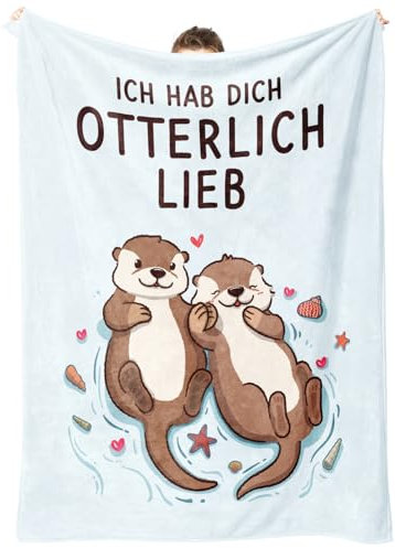 Niyewsor Ich Liebe Dich Geschenke für Frauen Männer, Kuscheldecke - Ich hab Dich otterlich lieb, Jahrestag Geschenk für Ihn Sie, Hochzeitstag Valentinstag Paar Partner Geschenk (157 x 132 cm)