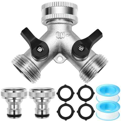 Kulamo Adaptador de Divisor de Grifo 3/4 Derivación 2 Vías Válvula de Doble Salida para Grifo Distribuidor 2 Vias Grifo Jardin Válvula de Conector de Latón a Y para Cocina Exterior Jardín Césped