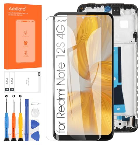 Arbilato Pantalla LCD para Xiaomi Redmi Note 12S 4G Reemplazo Digitalizador Táctil Asamblea con Herramientas (Negro con Marco)