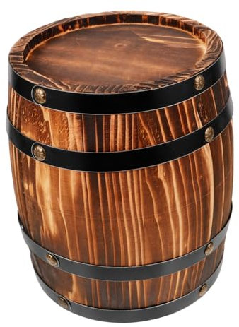 BESTYASH Weinfass Dekoration Holzfass Aus Natürlichem Holz Vintage Bar Ornamente Handgefertigt Für Küchen Und Gartendekor 20x16cm