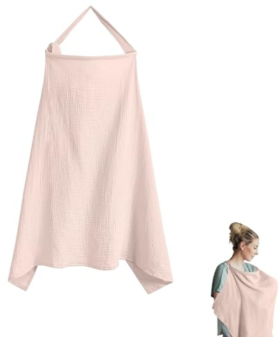 Cubrepecho de Lactancia, Cubierta de Lactancia Materna,100% Puro Algodón, Capa de Lactancia con Correas Ajustables, 360 Grados de Cobertura Total, Cómoda y Transpirable Capa de Lactancia (Rosa)