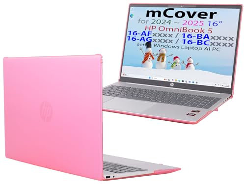 mCover Case ONLY Compatible for 16” 2024+ HP OmniBook 5 16-AF / 16-AG / 16-BAxxxx / 16-BCxxxx and Pavilion 16-AF / 16-AG0000 Series Windows AI Notebook PC (NOT Fitting Other HP Models)- Pink