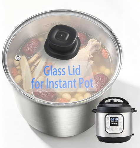 Lid for Instant Pot 6 QT & 5QT, 9.4IN Glass Pot Cover for Instapot 6 Quart | Tempered Glass, Heat Resistant Handle, Reusable glass Lids for Bowl and Food Cover, Lid Replacement Accessory for Instant Pot