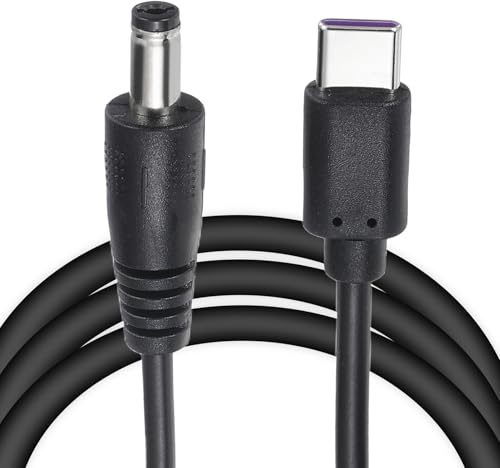 sourcing map 3.3FT USB C to DC PD Power Fast Charging Cable, 5.5x2.1mm 27W/9V DC Power Cable, Type C Input 3A Adapter Jack Converter for Router, Camera, TV Box, Desk Lamp(Black)