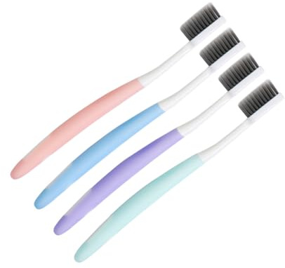 Yardenfun 8 Stück Bambuskohle Nano Zahnbürsten mit Weichen Pp Borsten Ergonomisch für Empfindliches Zahnfleisch Zahnpflege für Damen Herren Zuhause Zufällige Farbe