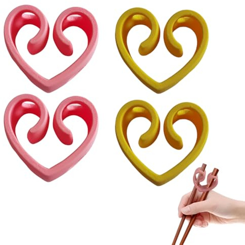 UZEXYA 4 Piezas Palillos Chinos Para Niños, Palillos Reutilizables Ayudantes Palillos Entrenamiento Conector, Para Adultos, Principiantes O Aprendices (Amarillo, Rosa)