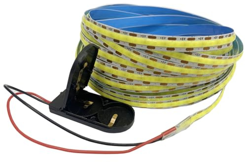 TOPXCDZ Batteriebetriebene 5V LED Streifen Lichter, 3M COB LED Weiß TV Hintergrundbeleuchtung, für Schrank Treppe Dekoration Küche Schlafzimmer zu Hause (White, 3m)