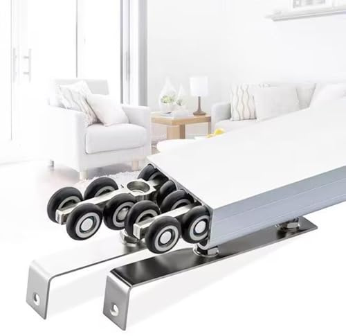 Bypassing Schrank-Schiebetür-Set, 2-läufiges Schienensystem mit Absenkautomatik, verstellbare Schiebetürbeschläge in handelsüblicher Qualität (250 cm), einfache Installation