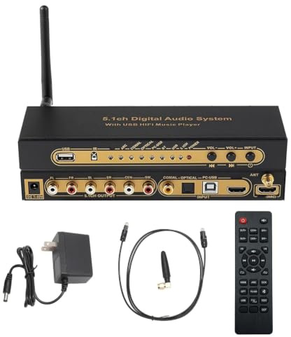 5.1CH Digital Sound Decoder,192Khz 24Bit 4K ARC Optical Fiber Coaxial Analog Sound Decoder System Support for AC3, DTS, LPCM, HDCD, PCM, HDCP 2.3 2.2 1.4, Multifunctional Digital Extractor