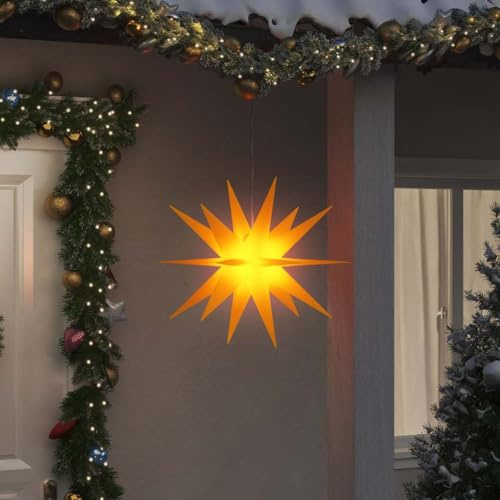 LED-Weihnachtsstern Faltbar Gelb, 57 cm PP, IP44 Wasserfest, mit Timer für Innen- & Außenbereich, Adventsstern Dekoration