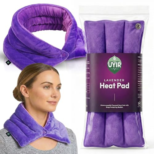 UYIR Microwave Heat Pad for Neck and Shoulders - Large Microwavable Heat Pad for Back Comfort - Lavender Heated Neck and Shoulder Wrap – Purple Scented 870g Weighted Microwavable Heated Wrap