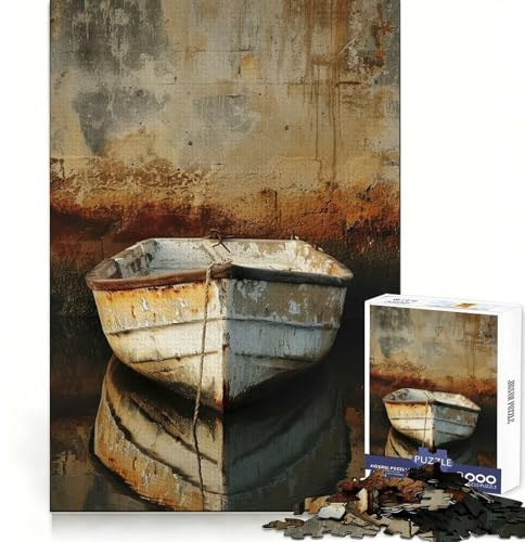 Photo Art Boat I 1000 Pieces Jigsaw Puzzles for Teenagers Solid Logic Toy Peaceful Fun Precision Cut Amazing Present (38x26cm)