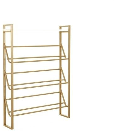 Schuhschrank, schmal, 4 Etagen, platzsparend, goldfarben, Metall, Schuh-Organizer für Eingangsbereich, Flur, Wohnzimmer, glattes Segeln