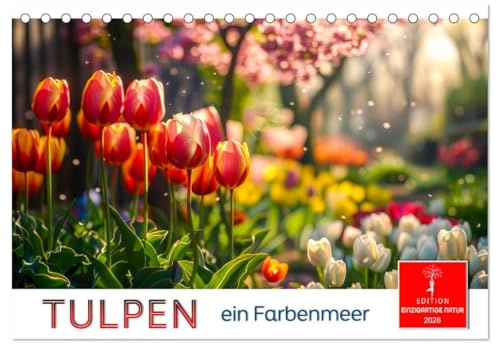 Tulpen - ein Farbenmeer (Tischkalender 2026 DIN A5 quer), CALVENDO Monatskalender: Beliebte Frühlingsblume in malerischen Farben. (CALVENDO Natur)