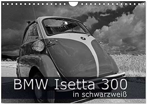 BMW Isetta 300 in schwarzweiß (Wandkalender 2026 DIN A4 quer), CALVENDO Monatskalender: Ein Schlaglochsucher zum verlieben (CALVENDO Mobilitaet)