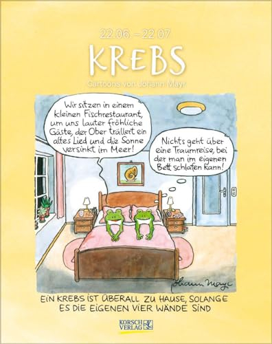 Krebs 2024: Sternzeichenkalender-Cartoonkalender als Wandkalender im Format 19 x 24 cm.