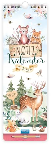 Trötsch Notizkalender mit Stift Hochformat Waldfreunde 2025: Wandkalender Notizkalender