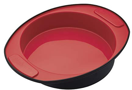 MasterClass Smart Silicone Cake Mould, Round, LFGB Grade Silicone, 20.5cm (8 Inch), Red/Black
